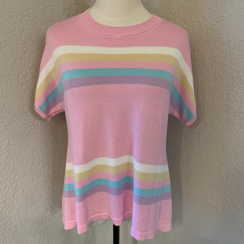 Andree By Unit Anthropologie Women's S Pink Oversized Short Sleeve Sweater Top